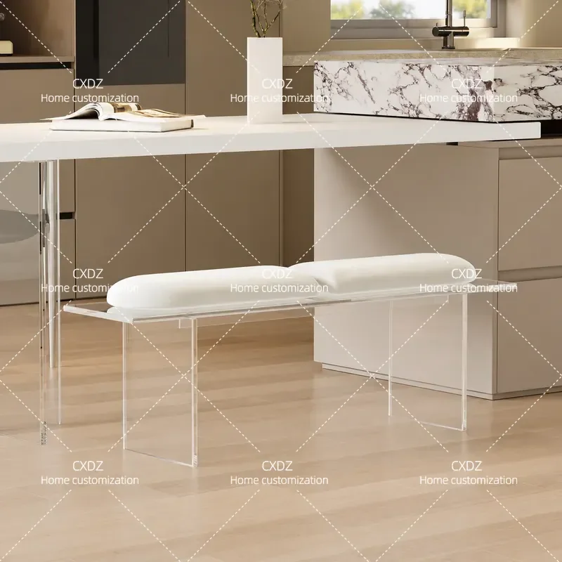 Modern Acrylic Bench Shoe Change Stool Simple Luxury Dining Chair High End Bedside Long Stool for Home Doorway Entryway