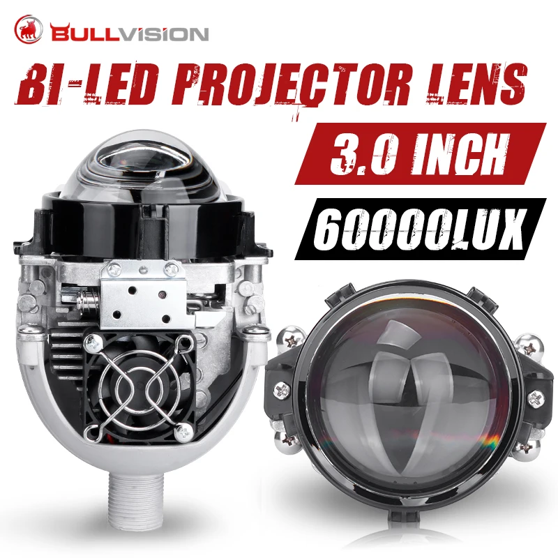 3.0 Inch Bi LED Lens 60000LM 4300K 6000K H4 H7 9005 9006 LED Bulb Headlight BiLed Projector Lenses Car Lights Car Retrofit Light