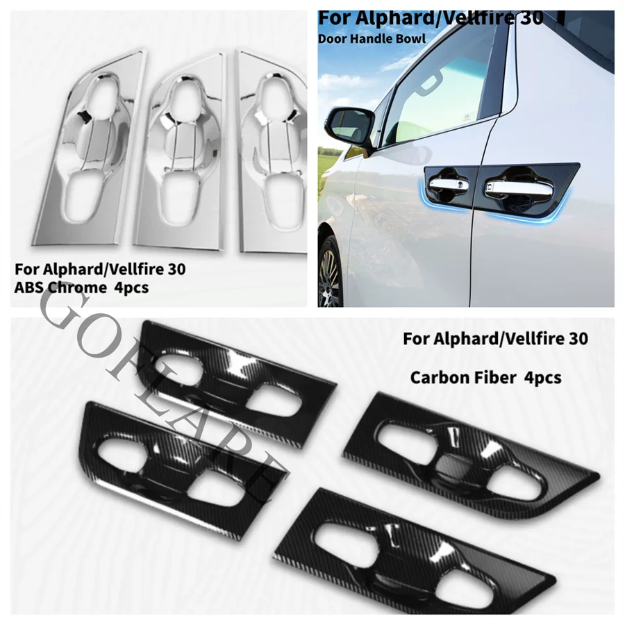 

Автомобильные аксессуары для Toyota Alphard Vellfire 30 2016-2021, защита наружной двери автомобиля, крышка чаши, отделка ABS, хром/углерод
