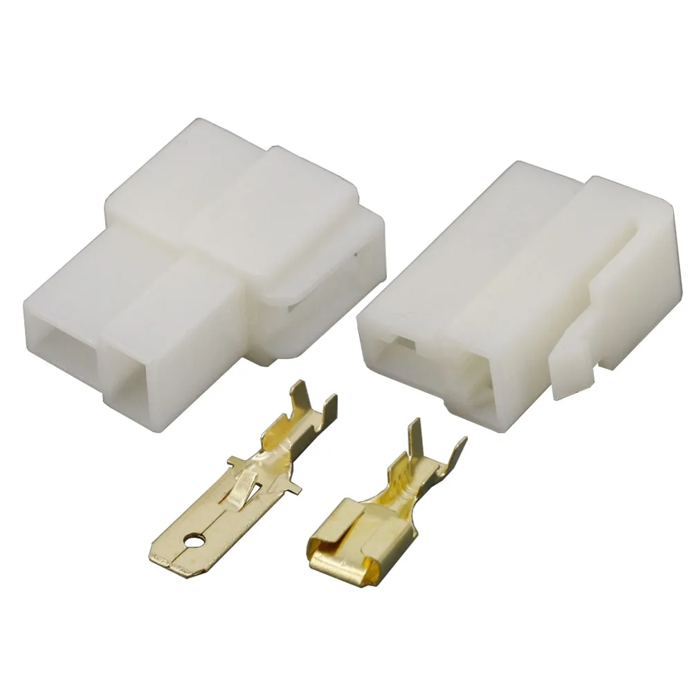 10 Sets 6.3mm 2Pin DJ7021-6.3-11/12 Automotive Electrical Connector Cable Terminal Plug Kits Motorcycle For Ebike Car Terminal