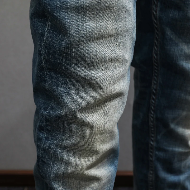 Jeans da uomo firmati di nuova moda Jeans strappati Slim Fit elasticizzati di alta qualità pantaloni retrò da uomo pantaloni Casual Vintage in Denim Hombre