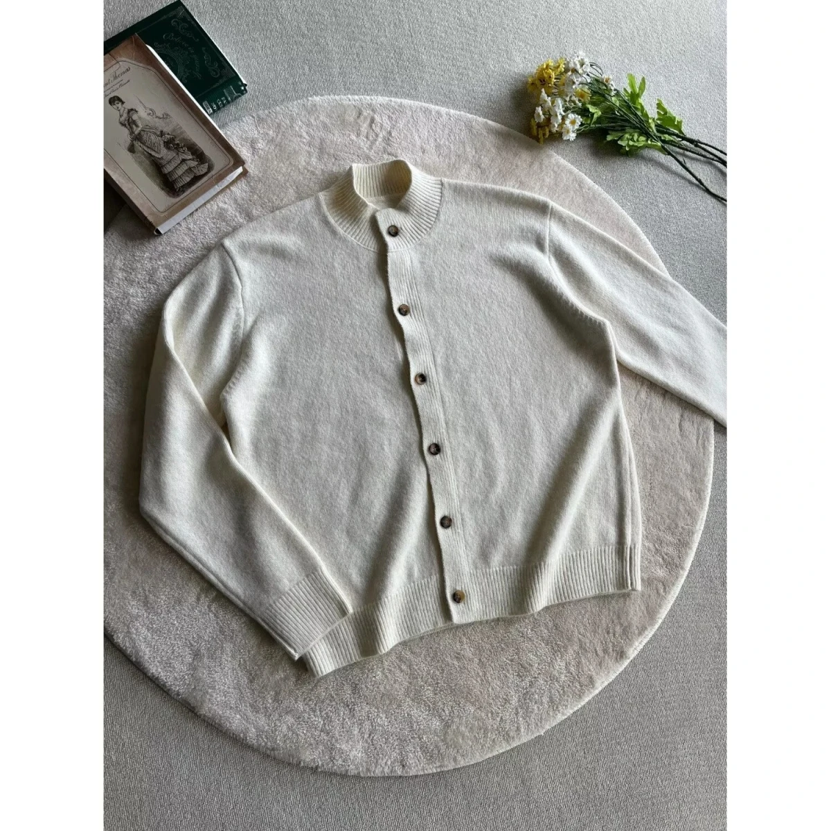 

American Retro Casual V-Ne Knitted Sweater Men's Color Open Cardigan Soft Polyester Long Sve Winter Outerwear