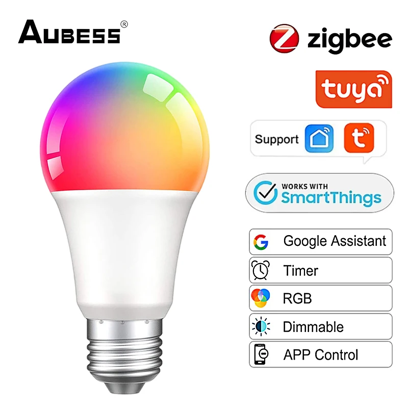 

9/12/15/18W Tuya Zigbee Smart Light Bulb E27 110V 220V Led Lamp RGBCW Dimmable LED Light Via Smart Life App Alexa Google Home