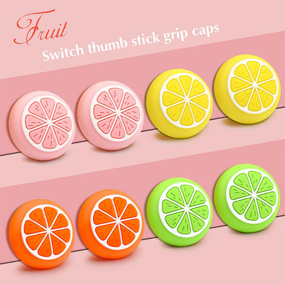 8Pcs Fruit Lemon Silicone Joystick Grip Caps Thumb Stick Protective Covers Non-Slip Comfortable for Gaming Joystick Caps