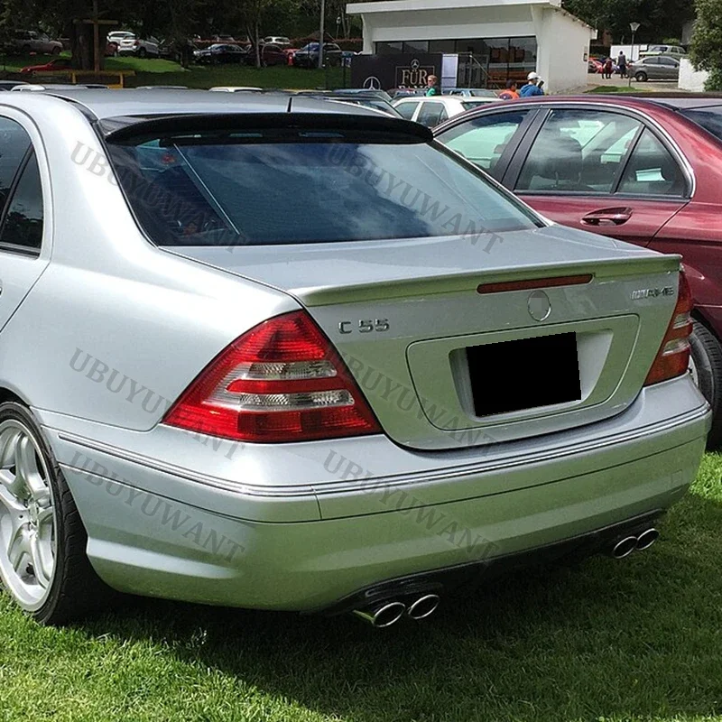 For Benz C-Class W203 C180 200 260 320 C55 Rear Trunk Lip Carbon Fiber Wing Spoiler Car Styling 2001-2006