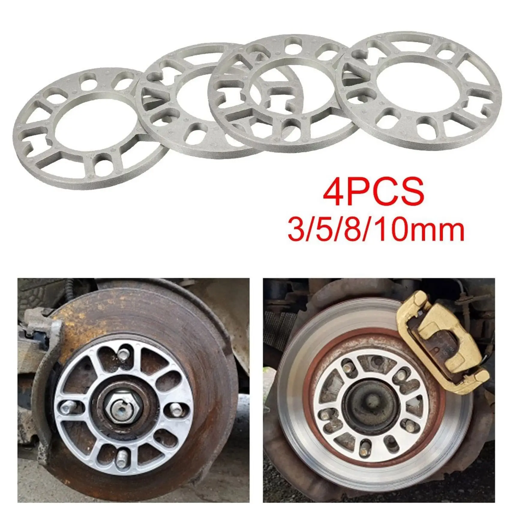 4Pcs Aluminum Wheel Spacers Shims Plate Auto Wheel Spacers 3mm Stud for 4X100 4X114.3 5X100 5X108 5X114.3 5X120