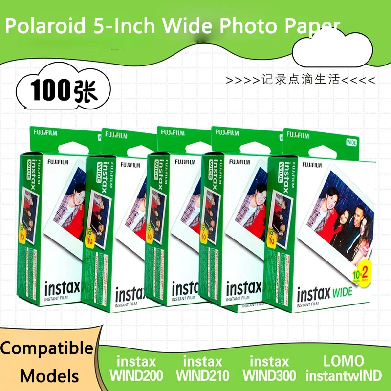 Papel fotográfico instantáneo Fujifilm Instax Wide con borde negro y reborde blanco, 10 hojas de 5 pulgadas, para Instax Wide 300 400 Link Wide Print