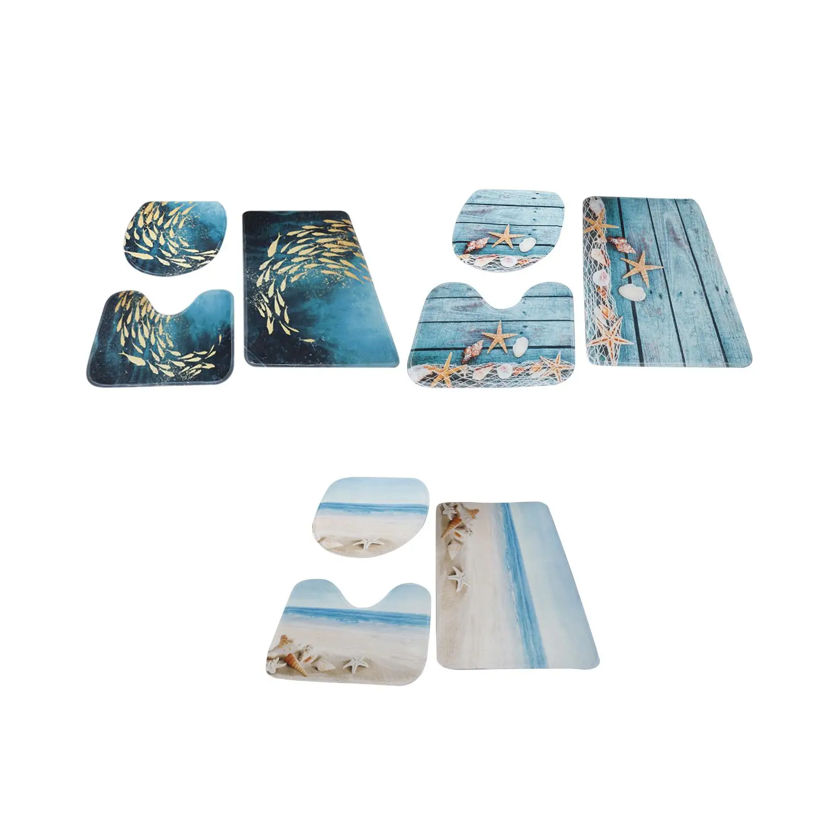 Bathroom Rug Set Washable Toilet Seat Cover with U Shape Toilet Rug Bath Mat Door Stepping Mat for Shower Bathroom Bath Floor