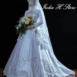 Irelia H Store FF14 Final Fantasy XIV Gown of Eternal Innocence Cosplay Costume White dress wedding dress female Bride High qual