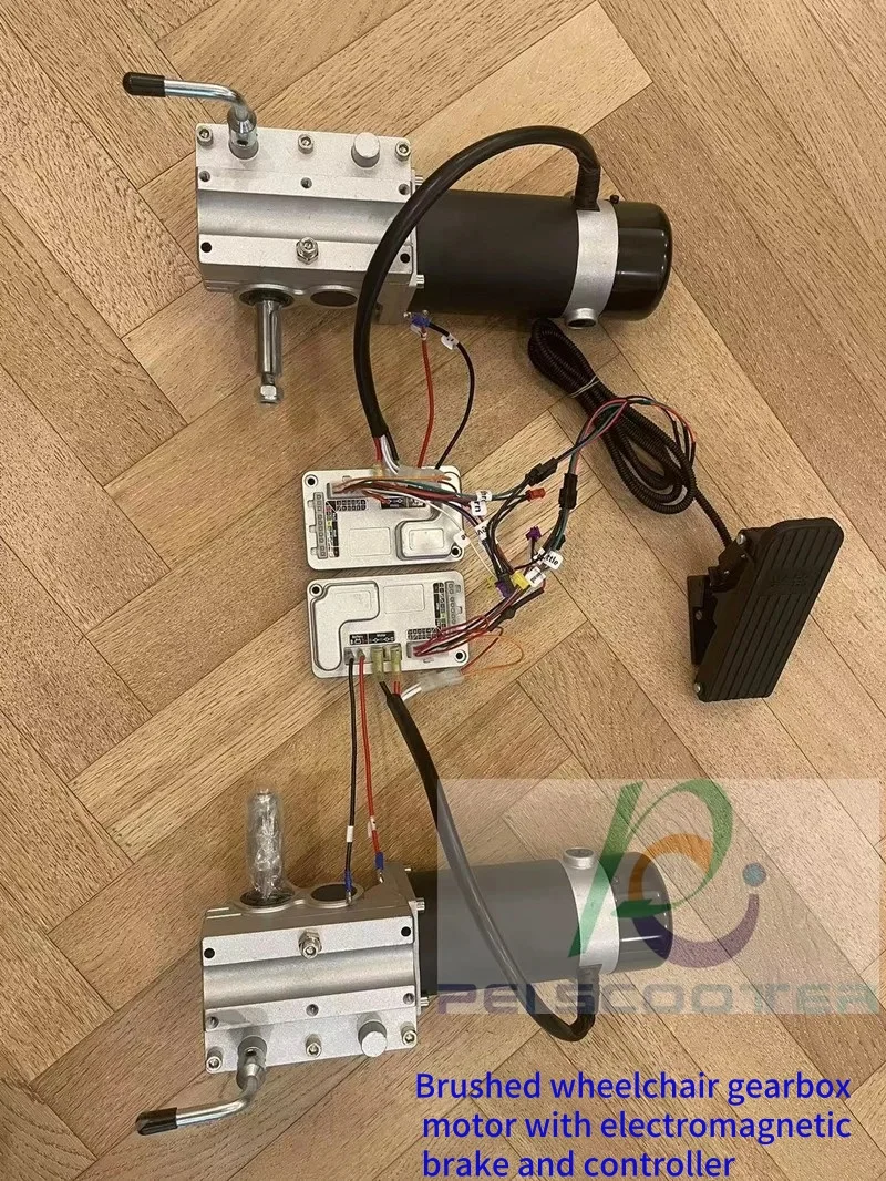 Brushed electric wheelchair gearbox motor with electromagnetic brake and controller conversion kit phub-701s