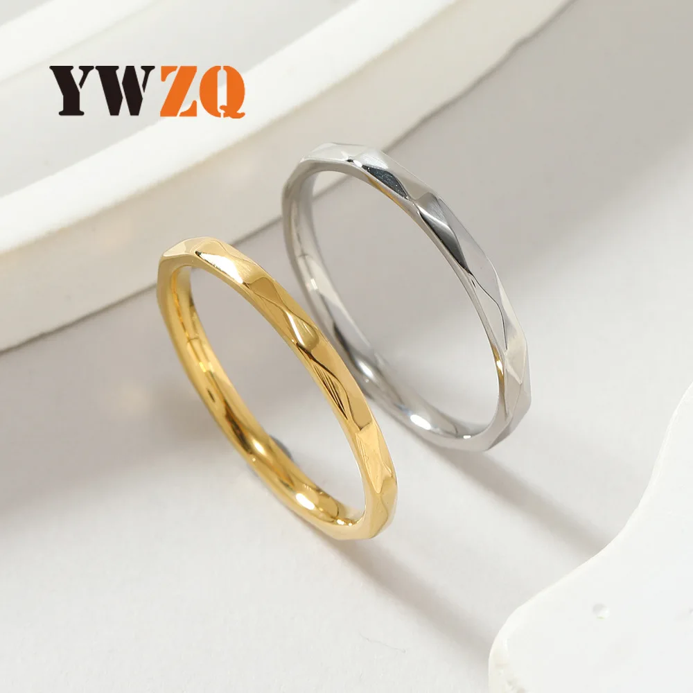 Cross-border Sales Of Stainless Steel Ring Fashion 2mm Diamond Plain Ring Couple Ring Niche Design Ring Manufacturers