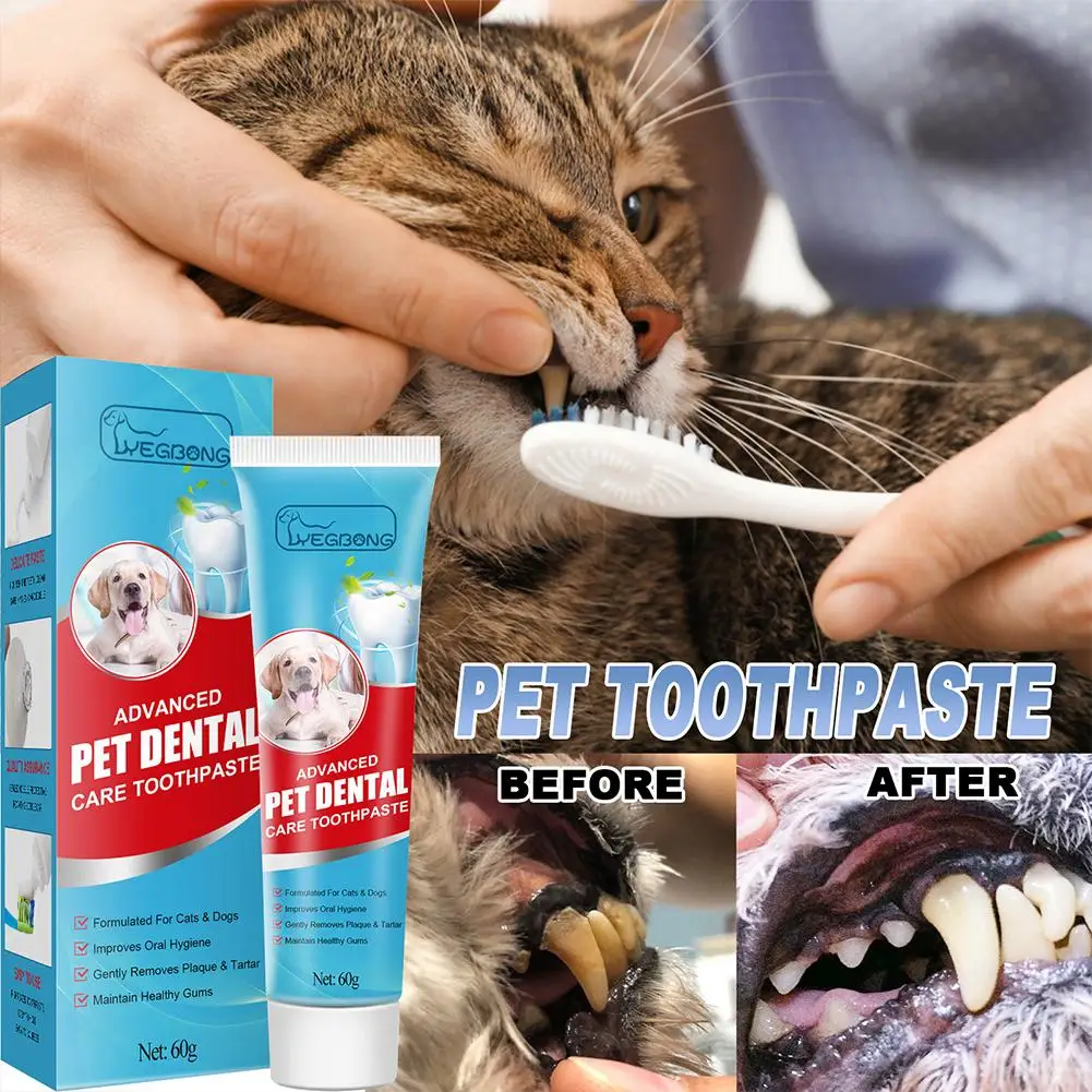 60g Advanced Pet Dental Edible Toothpaste Cats Dogs Improve Oral Hygiene Remove Plaque Tartar Maintain Healthy Gum Pet Oral Care