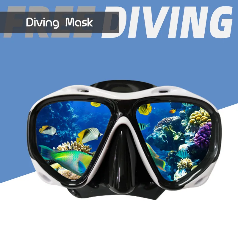 

New Adult Silicone Diving Glasses Professional Snorkeling Hd Swimming Tempered Glass Large Frame Masks