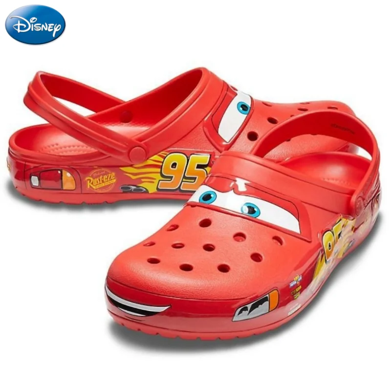 Disney Lightning McQueen Animation Cartoon Baotou Sandals Creative Personality Children\'s Anti-Slip Slippers Couple Beach Shoes