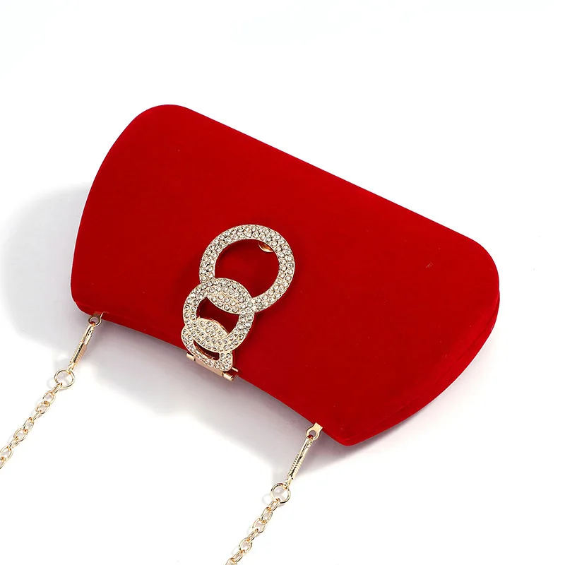 Women Elegant Evening Clutch Luxury Shiny Diamonds Handbags Stylish Wedding Banquet Party Bags Chain Crossbody Shoulder Purse