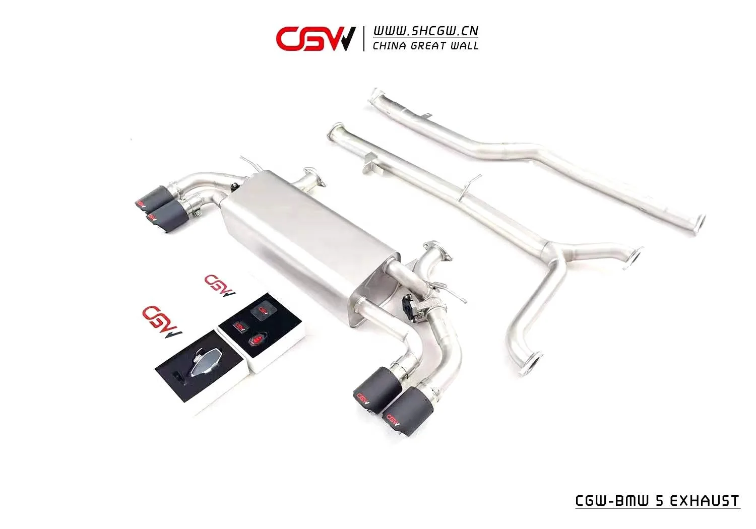 Wild owling Sound Stainless Steel 304 Car Valve Exhaust Muffler Pipe System with Carbon Fiber Tips  for  530i MY 2021