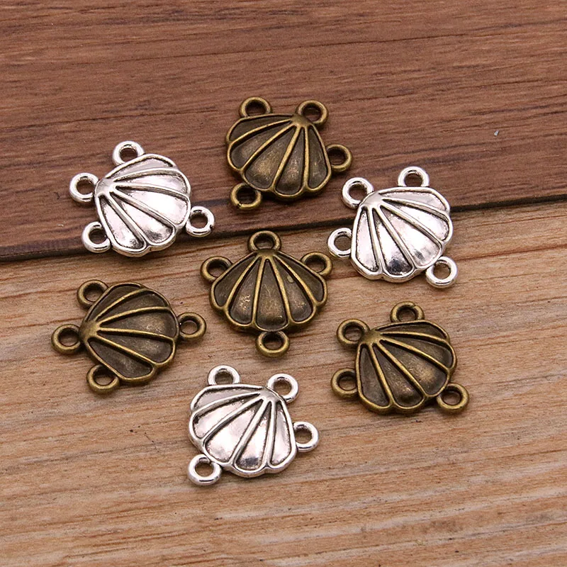 20Pcs 16*18MM 2 Color Porous Shell Connectors Marine Life Pendants Jewelry Making DIY Handmade Craft