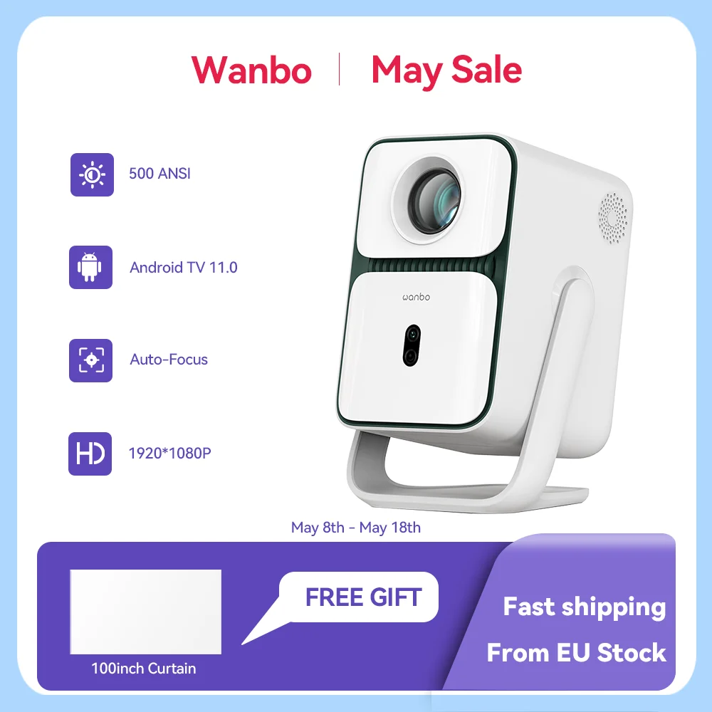 Wanbo T2 Ultra Andorid TV11.0 1080P Projector Support 4K Proyector 500Ansi 120° Rotating Protable Home Beam Smart  Projector