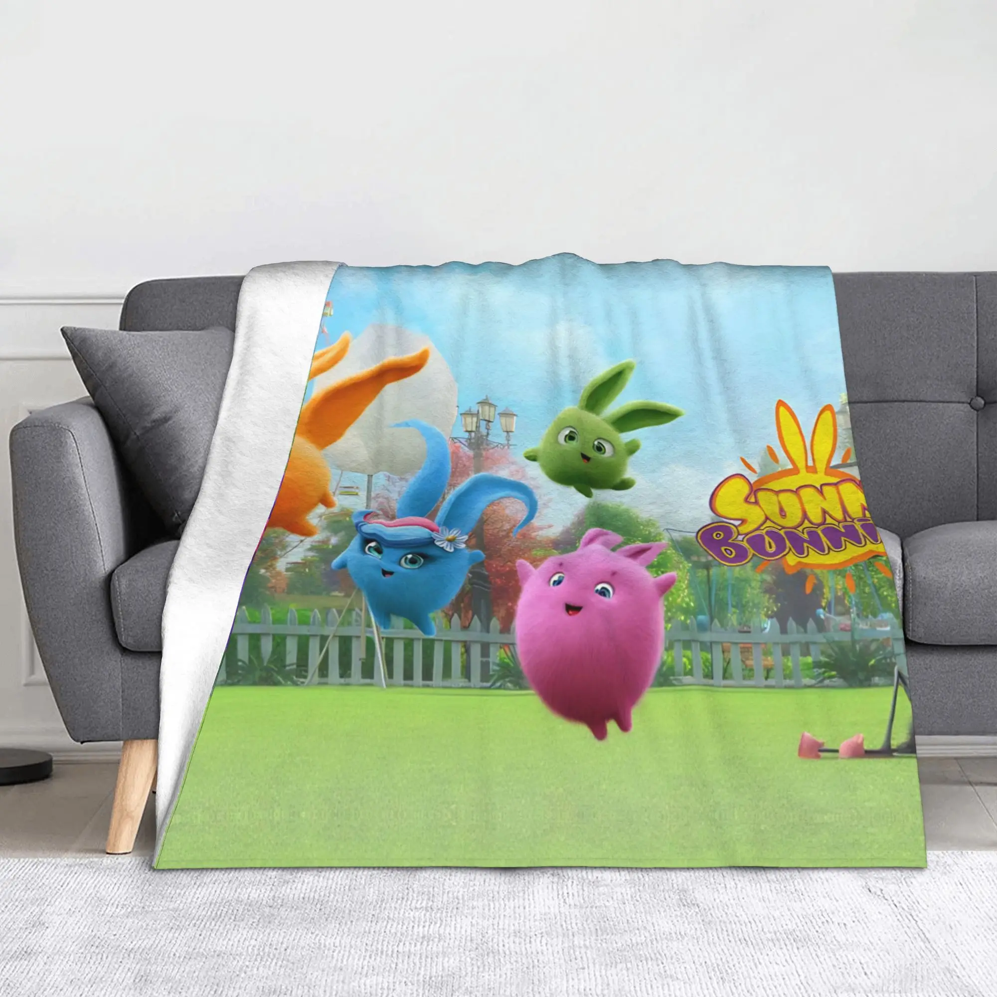 Super Soft Sunny Bunnies five colourful balls Throw Blanket Premium Flannel Fleece Lightweight  Bed Blanket Cozy Warm Blankets
