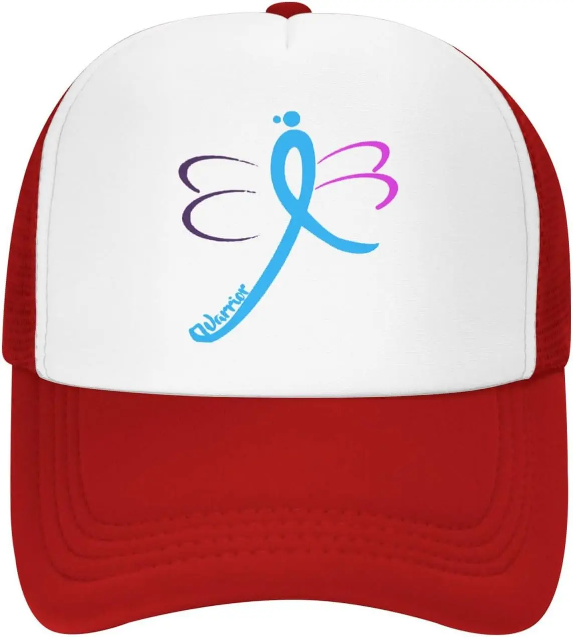 Thyroid-Cancer-Awareness-Dragonfly-Ribbon-Trucker-Hat-Adjustable-Mesh-Snapback-Cap-Unisex-Casual
