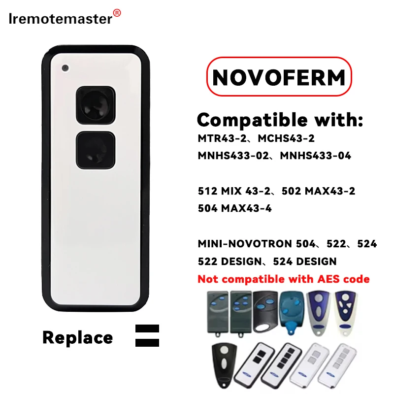 

NOVOFERM MINI-NOVOTRON 522 524 Garage Door Remote Control 433.92mhz Rolling Code Gate Keychain Transmitter