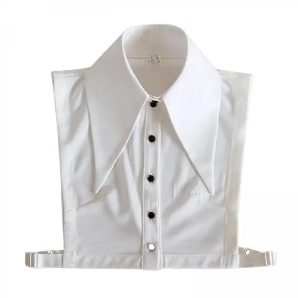 Adjustable Faux Collar for Women Cotton Polyester Half Shirt Neckline Layer Big Lapel for Dress Sweater