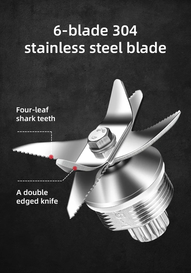 2L 4500W الفضة كريست الفاكهة متعددة الوظائف الكهربائية المحمولة خلاط قابلة للشحن فقط 1 الجرار