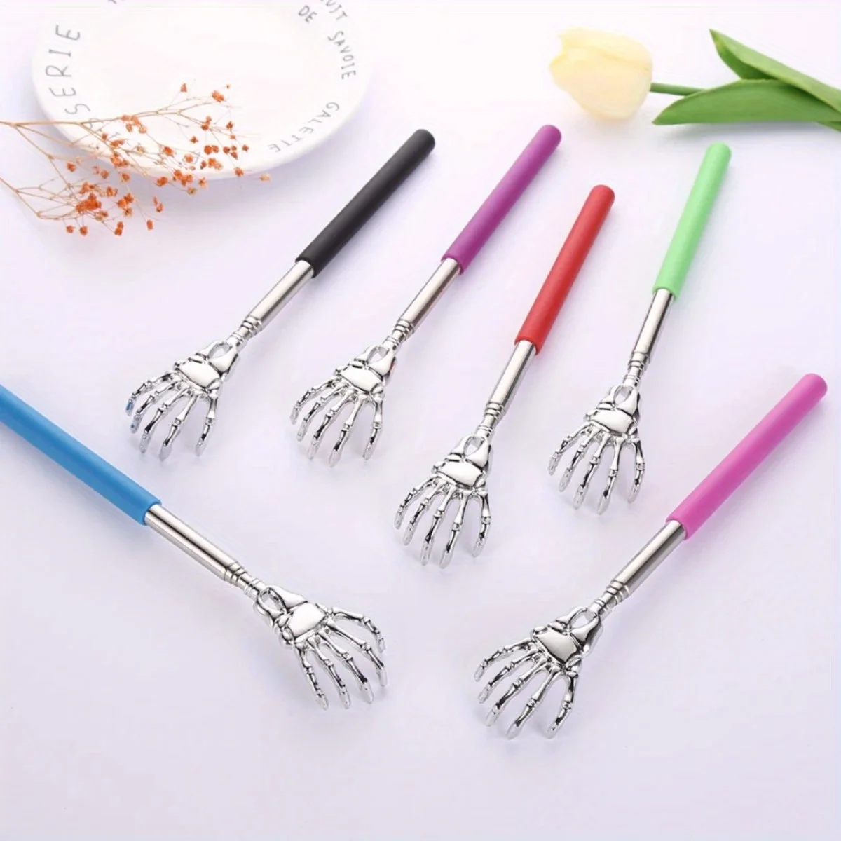 Ghost Hand Stainless Steel Telescopic Scratching Massager Stainless Steel Scratching Scratching Scratcher Random Color 1pc