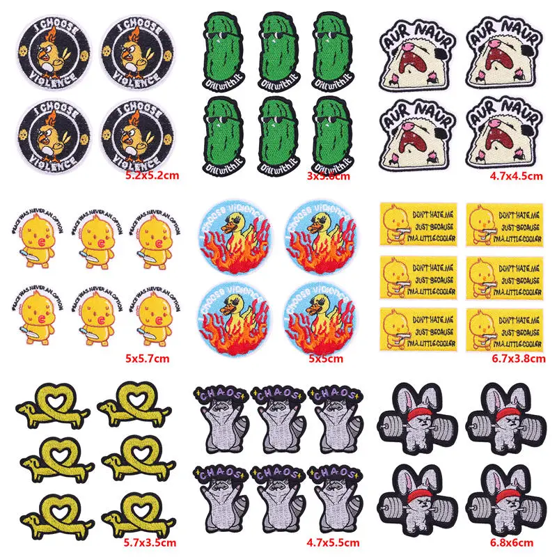 10 stücke Großhandel Tiere Patch DIY Eisen Auf Patches Für Kleidung Ente Kaninchen Gestickte Patches Auf Kleidung Jacken Nähen Aufkleber