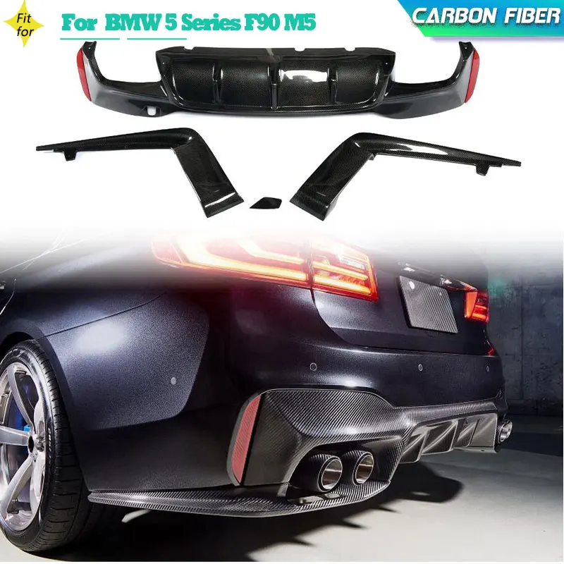 Carbon Fiber Car Rear Bumper Diffuser Lip Spoiler for BMW 5 Series F90 M5 Sedan 2018-2020 Rear Diffuser Lip With Splitters Apron