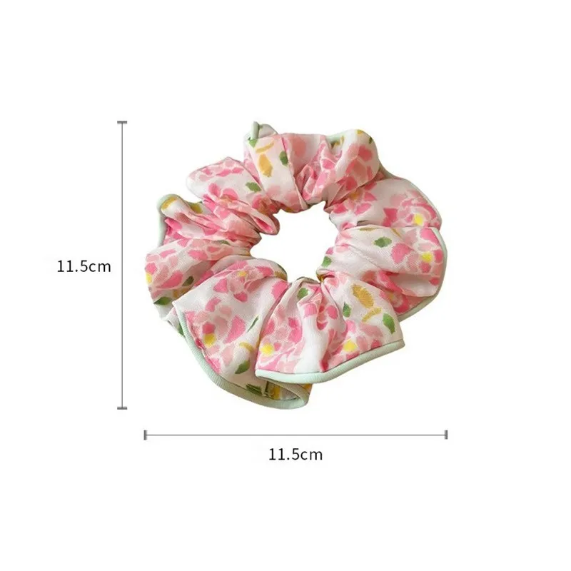 Korean Fashion Floral Plaid Scrunchie Women Girls Flower Elastic Hair Rubber Bands Accessories Tie Hair Rope Headdress Headwear