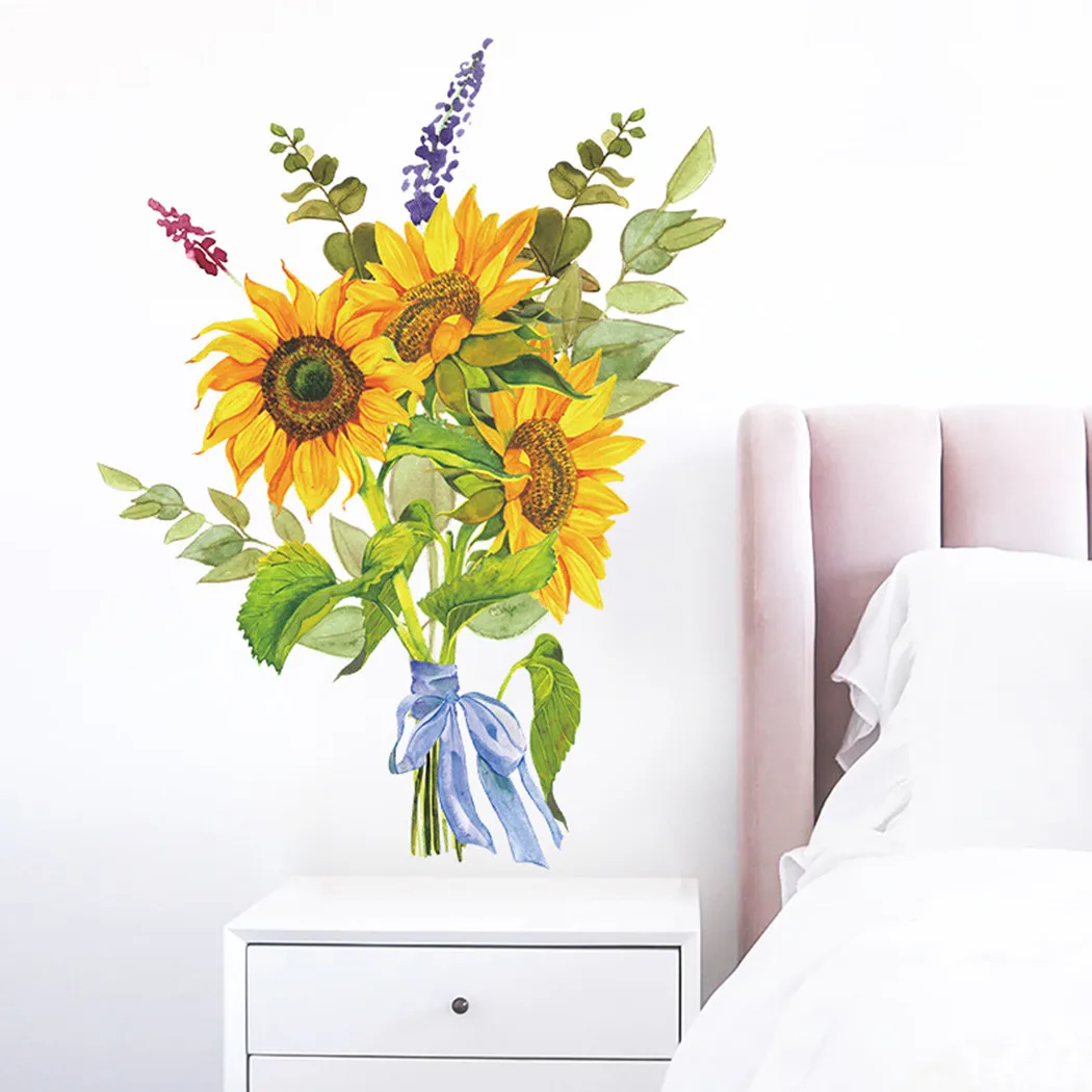 New Practical Sticker Wall Art Stickers Decals Decal Decoration Flower Furniture 1PC 28*37cm Art PVC Sunflower