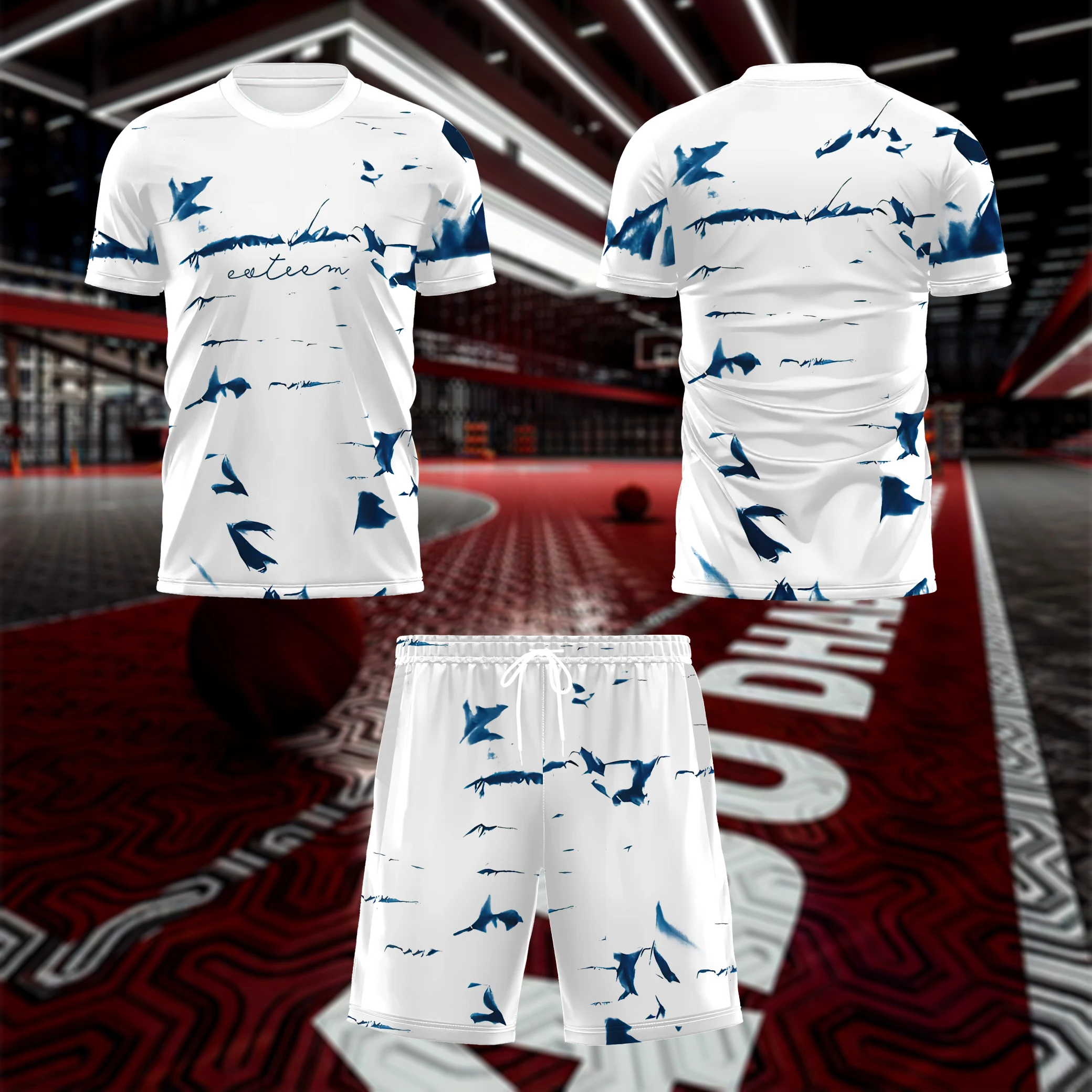 Fashion 3D Tie-Dye Print Men Short Sleeve T-Shirt Shorts Two Piece Sets Outdoor Tennis Sportswear Summer Run Fitness Suits