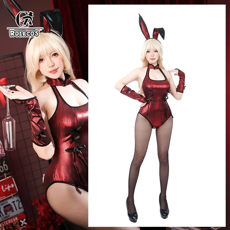 ROLECOS Original Japanese Sexy Bunny Suit Festival Party Red Sexy Jumpsuit Women Hanging Neck Style Bunny Girl Costume