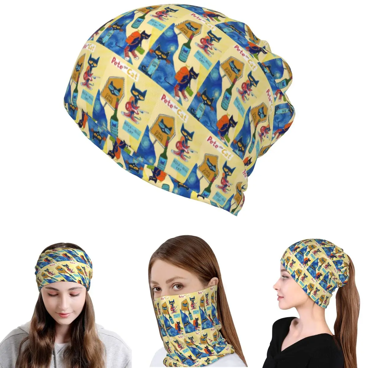 Pete The Cat Bandana Halstuch, Wickelschal, warme Sturmhaube, Mütze für Männer, Frauen, Erwachsene, Winter