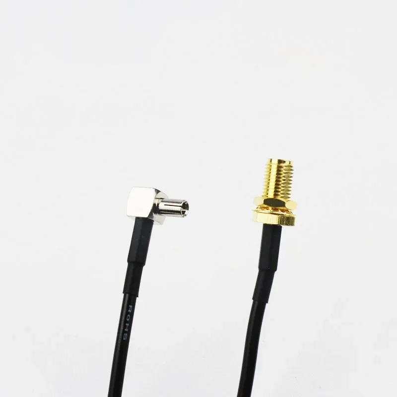 100Pcs/lot TS9 Male to SMA Female Right Angle Antenna Pigtail Coaxial Cable Connector Adapter RG174