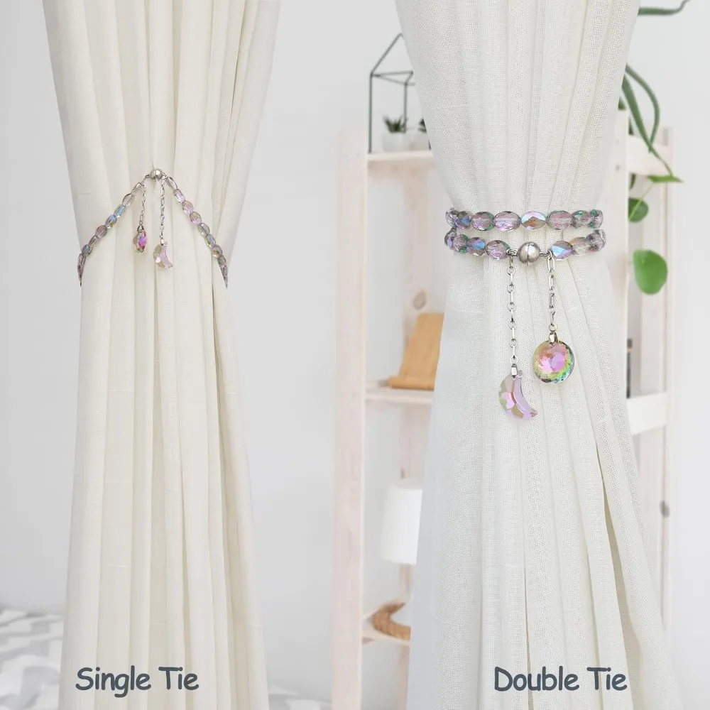 магнитные завязки для штор, комплект из 2 хрустальных бусин, подвески «Солнце и Луна», чехлы/драпены для декора окон, домашнего офиса (ПУ)