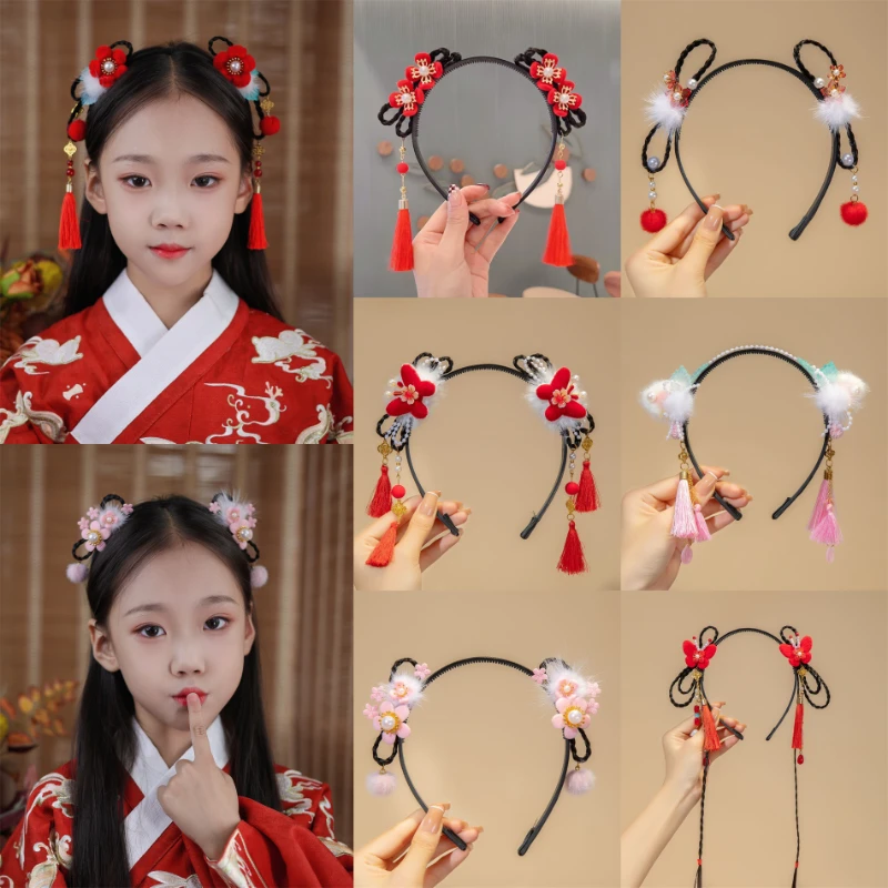 

Детская заколка для волос в китайском стиле на Китайский Новый год, милая заколка-парик для принцессы, праздничный подарок