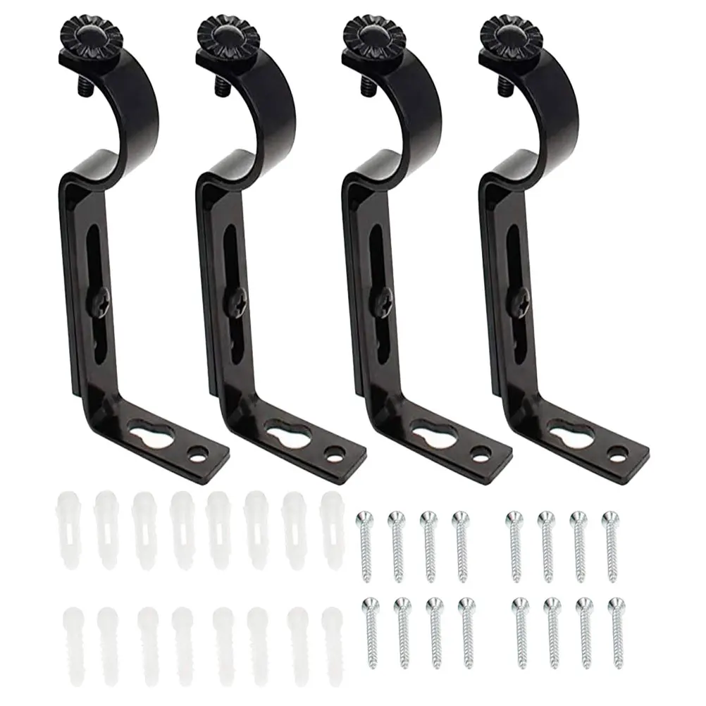 

4 set Thickened Aluminum Curtain Installation Code Set Elegant Design Easy Install Drapery Rod Bracket Wall Holder