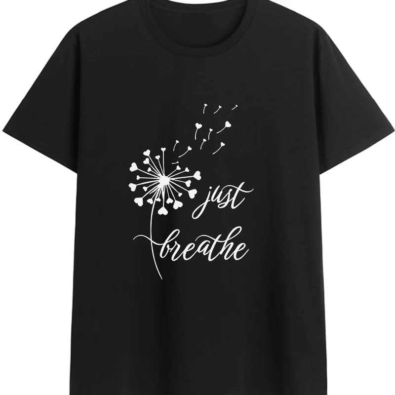 

Women's Cotton Round-Neck Short-Sleeved T-Shirt Heart-Shaped Dandelion Flower Pattern Summer Casual Print Top Bestseller