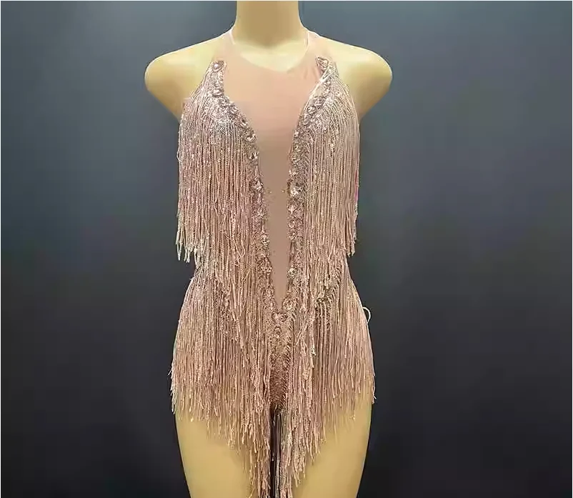 

New Shiny Fringe Latin Dance Dress Sexy Bar Nightclub Jumpsuit