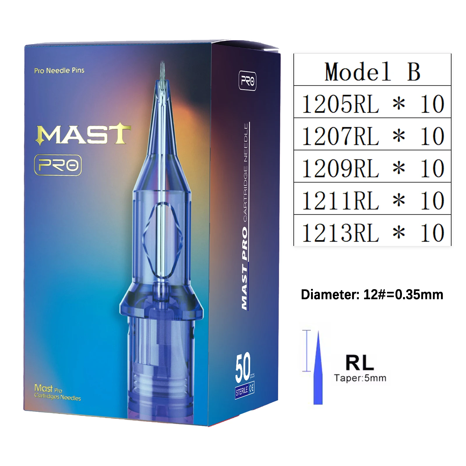 50pcs/Box Mast PRO Tattoo Cartridge Needles Mixed Size RL/RS/RM/M Disposable Safety for Tattoo Gun Permanent Makeup Needles image 3