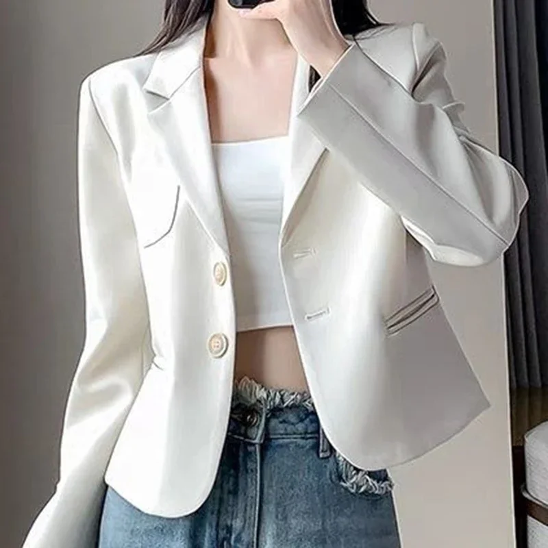 Temperament small suit jacket female 2024 new high-grade casual fashion beige short suit small coat blazer women