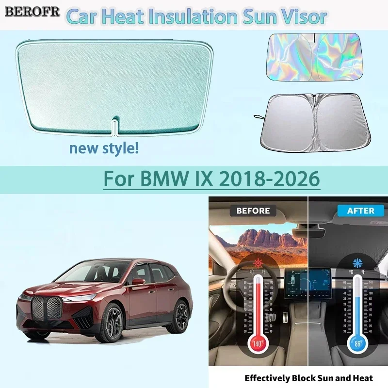 Car Front Windshield Sunshade UV Reflection Heat Insulation Sun Visor Summer Protection Seat Accessories For BMW IX 2018-2025