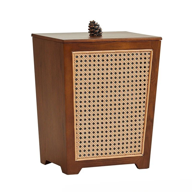 

Wooden rattan, office, trash can, high value, home, living room, Chinese bedroom, kitchen, large size.