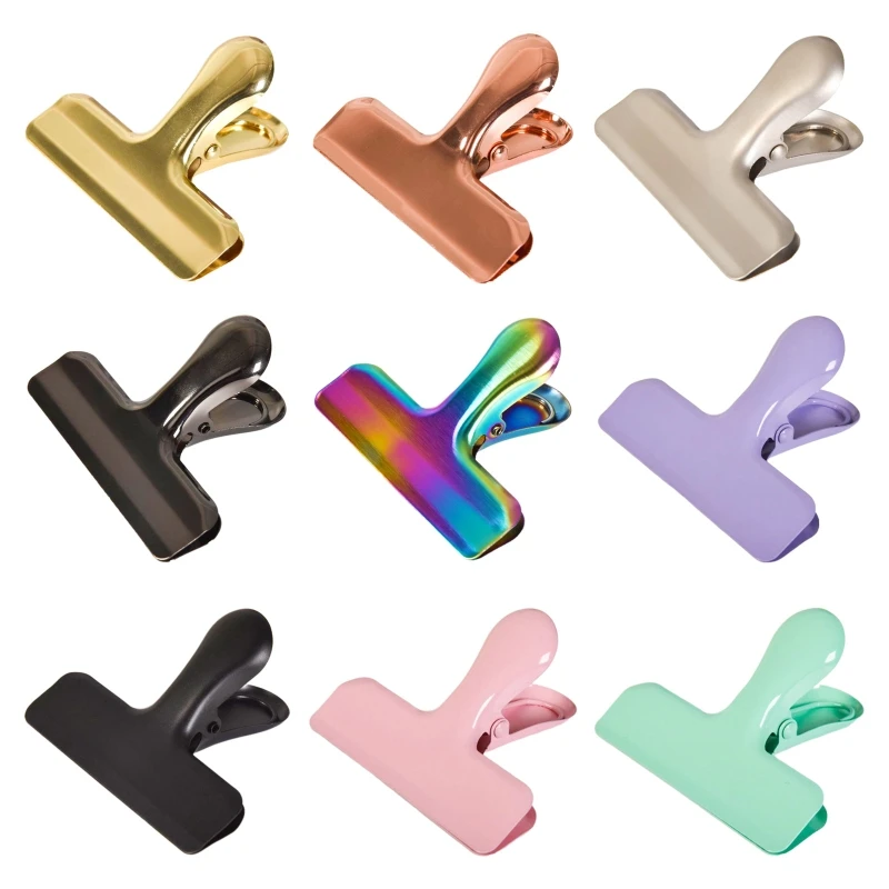 

Y1UB Large Clip Stainless Steel Paper Clamp Colorful Hinge Clip File Binder Clip