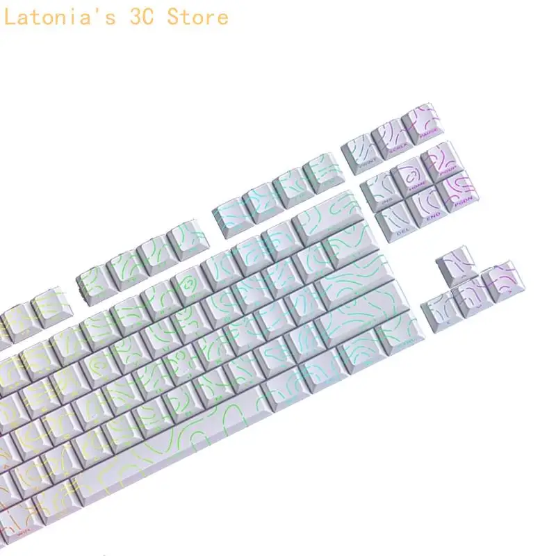 97-Tasten-PBT-Seitendruck, durchscheinende Tastenkappen für mechanische Tastatur-Tastenkappe X3UB – Detail 3