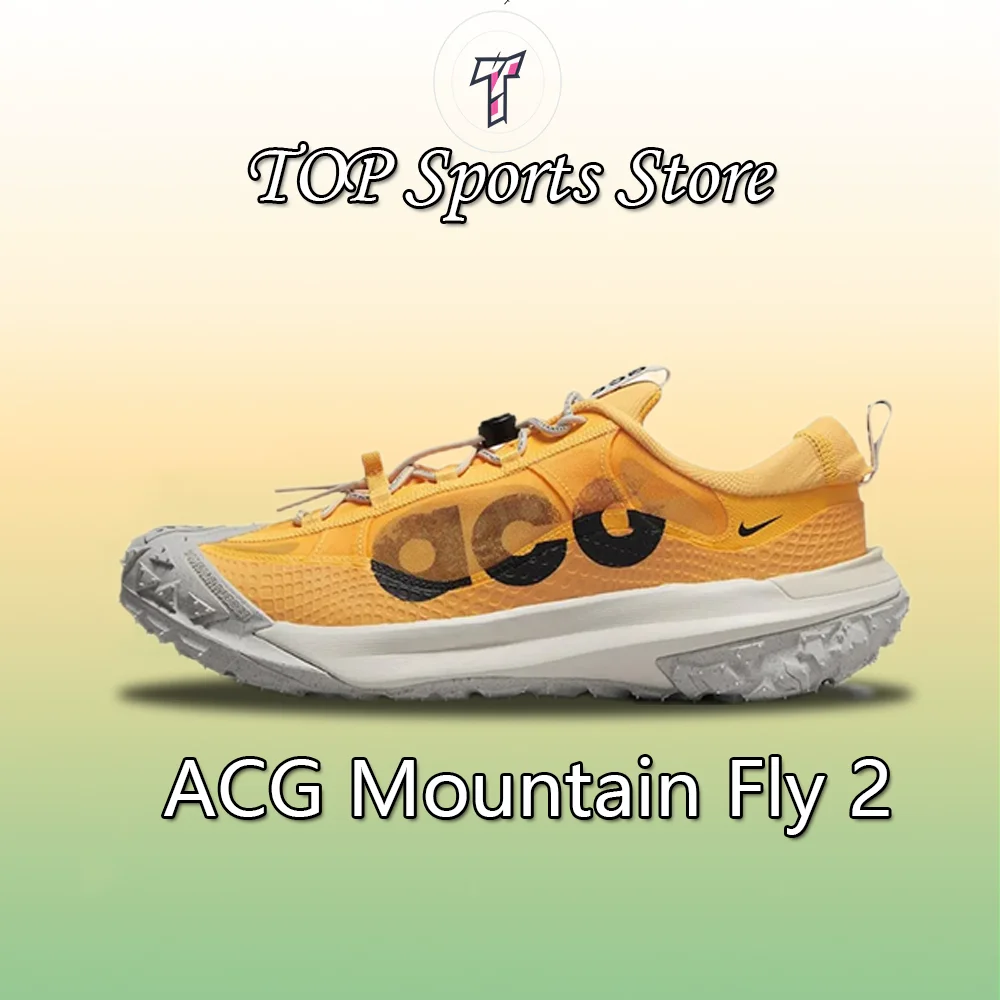 Nike ACG Mountain Fly 2 LOW GORE-TEX Zapatillas de deporte para hombre y mujer Zapatos de rastreo transpirables impermeables Amarillo y blanco