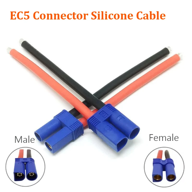 EC5 Male Plug/Female Jack Pigtail Wire Connector with 12AWG Silicone Cable for RC Battery Toy Pigtail Wire Length 100MM 300MM