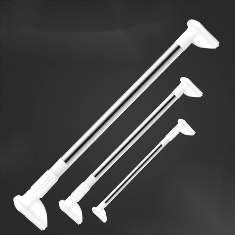 Drill-Free Adjustable Rod White Shower Curtain Rod Adjustable Stainless Steel Tension Telescopic Rod Retractable Hanger Rod